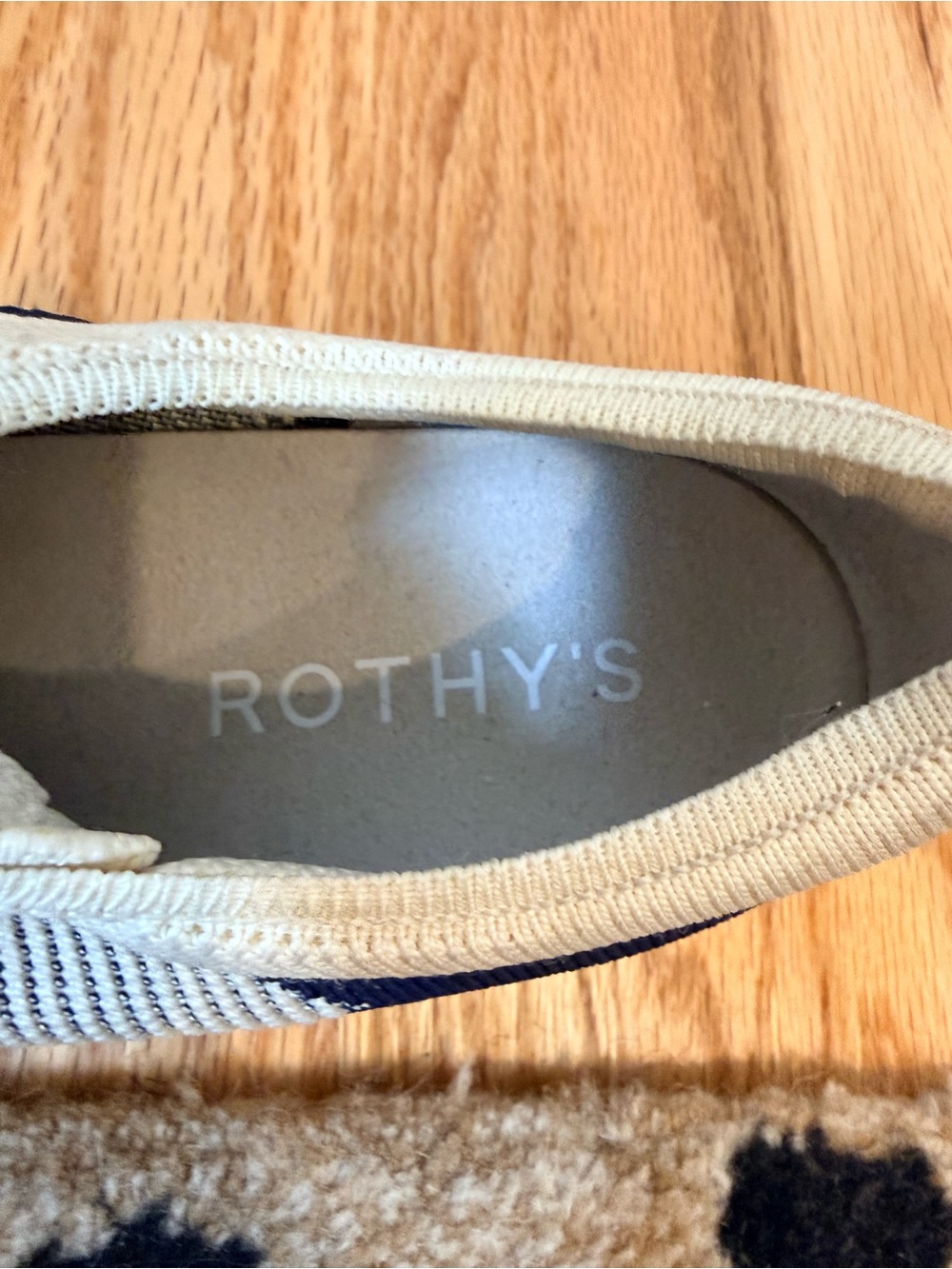 Rothy's Lace up Knit Sneakers with Navy Heel and Coral Lace Tab - Picture 9 of 9